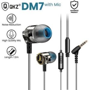 QKZ DM7 Metal In-Ear Wired Earphone with Mic – Hi-Fi Bass, Noise Isolation & 3.5mm Jack