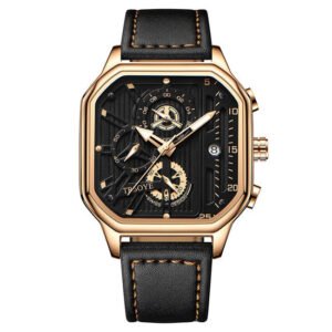 Trsoye Fashionable Black leather belt wrist Watch